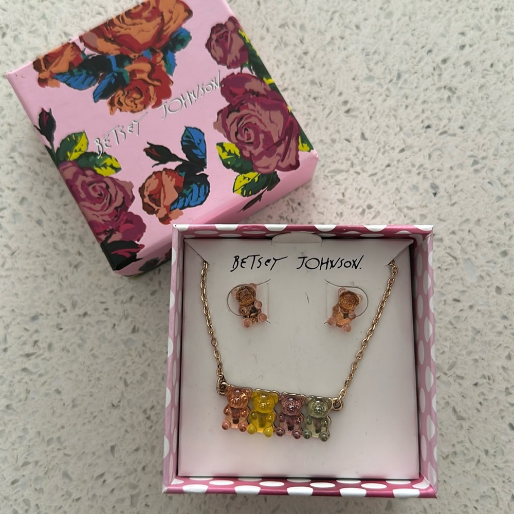 Betsey Johnson gummy bear earring and necklace set